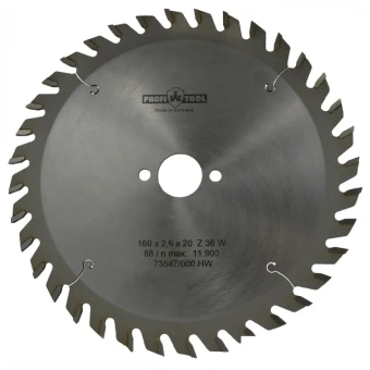 Диск пильный по дереву 160х2.6х1.6х20 мм, Z=36, зуб W (ATB), продольный+поперечный рез PROFITOOL