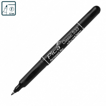 PICA Маркер перманентный Classic 533/46 Permanent Pen FINE, ультратонкий чёрный