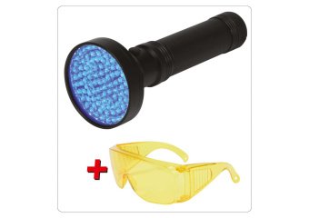 YATO Ліхтар ультрафіолетовий з окулярами, для перевірки банкнот YATO : 100LED, 6 x AA, 395 нм  | YT-