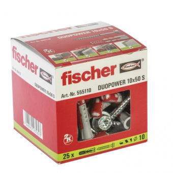Fischer Дюбель DUOPOWER 10x50 S с шестигранным шурупом 7 х 69