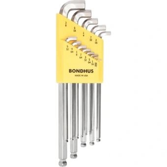 Набор ключей BONDHUS шестигранных 7 шт, 1.5-6.0 мм, серия Stubby, сферич., хромированный, удлинённый