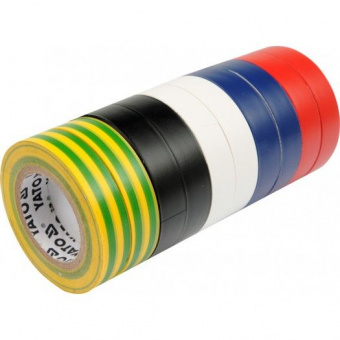 YATO Стрічка ізоляційна різнокольрова YATO : 19 мм х 20 м, 5 кольорів, Уп. 10 Рул.  | YT-8173