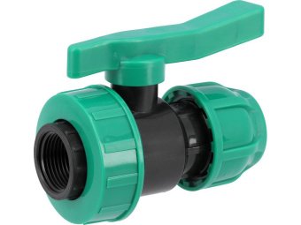 Кран кульовий до водяних пластикових труб  Ø= 25мм Х 3/4" F-різьб FLO з поліпропіл, для тиску 16 Bar