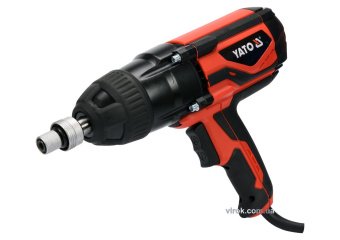 YATO Гайковерт ударний мережевий YATO: 1/4" HEX x 1/2" F, 1020Вт, 600Нм, 2600 об/хв +4 головки і кей