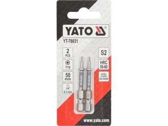 Насадка викруткова YATO TORX T10 х 50 мм. HEX 1/4", покрита нікелем, 2 шт.[10]