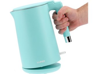 Електрочайник з термостатом з нержавіючої сталі LUND 1,5 л бірюзовий, 2200 Вт, живл від мережі 230 В