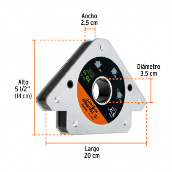 TRUPER ESM-5X Кутник магнітний, для зварювання, до 70 кг кут 45°, 90°, 135°
