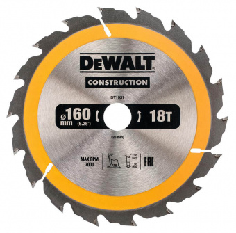 DeWALT Диск пильный , СONSTRUCTION , размер 160 х 20 мм, количество зубьев 18