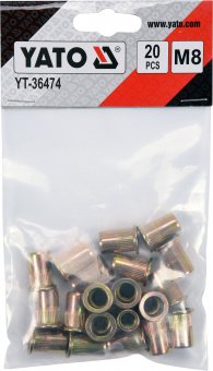 YATO Нітогайка сталева YATO; М8, l= 18 мм, 20 шт.  | YT-36474