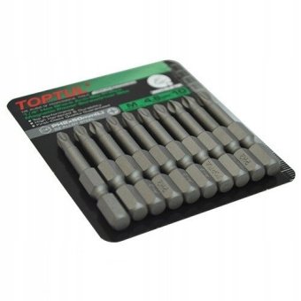 Набор бит для шуруповертов магнитных 10шт TOPTUL 1/4" 50мм PH2 Anti-Slip FSMA0802G