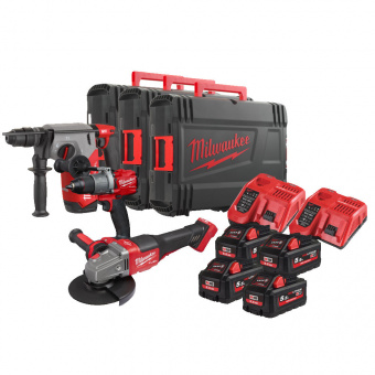 Набір інстр.акум., M18FPP3FA-554 (FPD2, FH, FSAG125X, 2 Х зар.пр., 4ак.Х5.5Аг, 3 Х HDкейс)