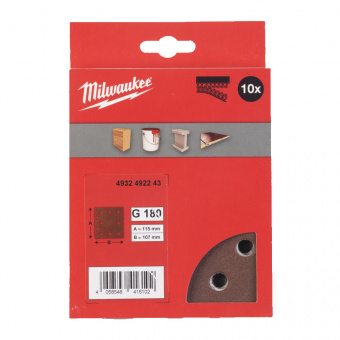MILWAUKEE Шлифовальные листы 115x107/10 HL G180-10pc | 4932492243