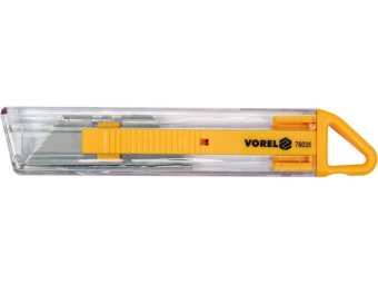 Ніж з висувним трапецевидним лезом VOREL: безпечний, 130х24 мм, лезо 61x19 мм [24/288]