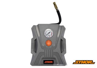 STHOR Компресор автомобільний : 12 В, 120 Вт, 25 л/хв, тиск- 1 МПа + шланг 46 см, 3 насадки  | 82105