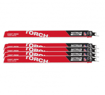 MILWAUKEE Полотно для шаб. пили TORCH CARBIDE NITRUS,300мм/ 10зуб. на дюйм / крок зуба 3,6мм, (5шт),
