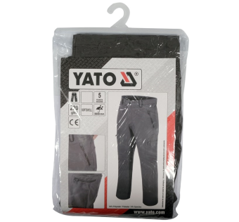 YATO Штани робочі для літнього сезону, сірі YATO, розмір S; 5 кишень, 94%- поліестер, 6%-еластан  | 