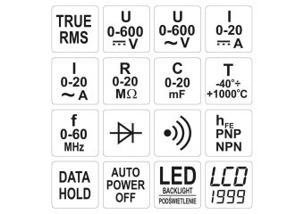 YATO Мультиметр для вимірювання електричних параметр/ YATO з LCD-дисплеєм і провідниковими контактам