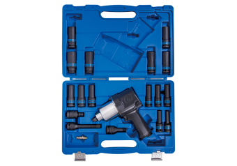 KING TONY Пневматичний гайковерт 1/2" набір головки в пластиковому кейсі 19 предметів 44108AMP01