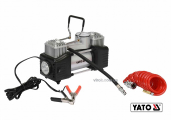 YATO Компресор автомобільний YATO: 12В, 250Вт, тиск- МПа, 60л/хв, шланг- 5м, кабель- 3м + ліхтар LED