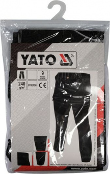 YATO Штани робочі чорні YATO, розмір L; 9 киш 64%- поліестер, 34%- бавовна, 2%-еластан, відсвічув вс
