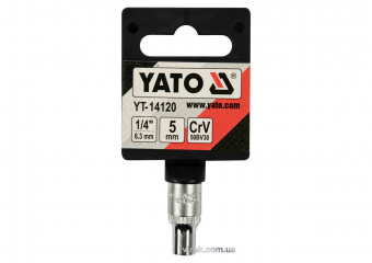 YATO Головка торцева 6-гранна YATO : квадрат 1/4", М5, CrV  | YT-14120