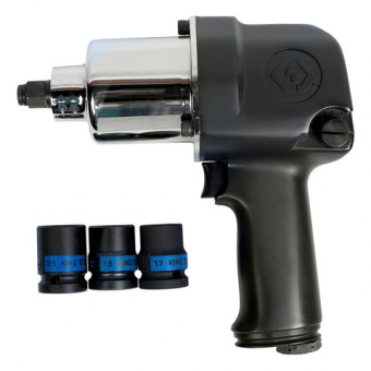 KING TONY Пневматический гайковерт 1/2" 881 Нм, в комплекте 3 торцевые головки | P33411-050B