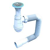 Сифон для умивальника MINI з гнучкою трубою 32х50 мм та нержавіючим випуском 1 1/4 Fonte | 77-504