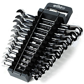 WIHA Набор комбинированных реверсивных гаечных ключей с трещоткой 13 предметов с держателем от 8 до 