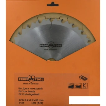 Диск пильный универсальный 270х3.2х2.2х30 мм, Z=24, форма зуба LWZ (ATB), продольный рез PROFITOOL