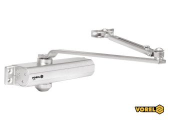 VOREL Дотягувач дверей механічний : 25-85 кг, 180°, 248 х 42 х 52 мм, срібне покриття  | 78470