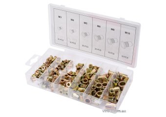 YATO Нітогайки сталеві YATO з різними розмірами М3-М10, 150 шт. в футлярі  | YT-36481