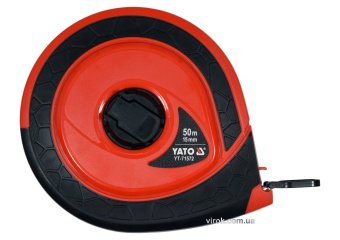YATO Рулетка вимірювальна скловолоконна YATO: L= 50 м, b= 15 мм, ручне змотування, закритий корпус  