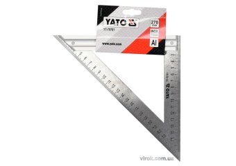 YATO Кутник теслярський металевий YATO з прямим кутом і 2 метричними шкалами 270 мм  | YT-70781