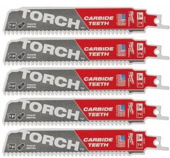 MILWAUKEE Полотно для шабельних пил TORCH CARBIDE, 150х3,1мм, (5шт), (метал)