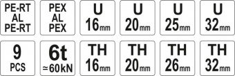 YATO Прес-кліщі для металопластикових труб YATO : 9 нас. Ø= 16-32мм, телескпічні ручки, L= 57-80 см.