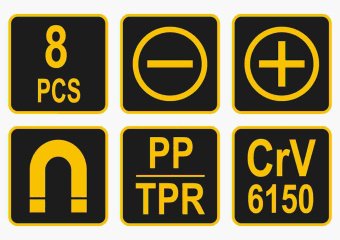 VOREL Набір викруток : SL, PH, Cr-V, 8 шт  | 60782