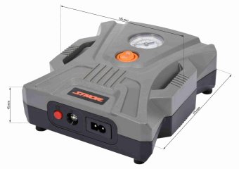 STHOR Компресор автомобільний : 12 В, 120 Вт, 25 л/хв, тиск- 1 МПа + шланг 46 см, 3 насадки  | 82105