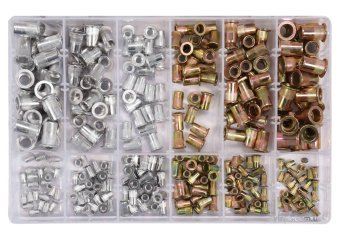 YATO Нітогайки сталеві і алюмінієві YATO з різними розмірами М3-М10, 300 шт. в футлярі  | YT-36480