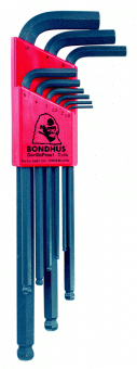 BONDHUS Набор ключей шестигранных 9 шт., 1,5 -  10,0 мм, сферич. удлиненные
