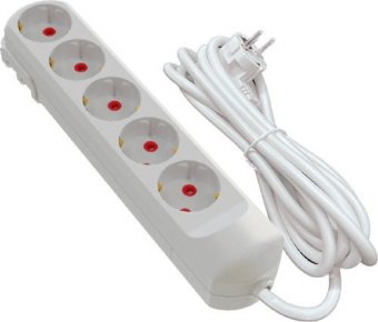 Подовжувач мережевий VIROK: l= 2 м, з 5 гніздами із заземленням