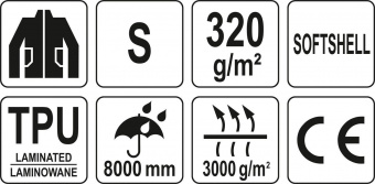 YATO Куртка робоча SOFTSHELL YATO розмір S, чорно-сіра, 3 кишені, 96% поліестер і 4% спандекс  | YT-