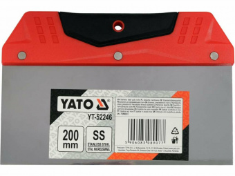 YATO Шпатель для фінішного шпаклювання YATO, 200 мм t= 0.5 мм з нержавіючої сталі  | YT-52246