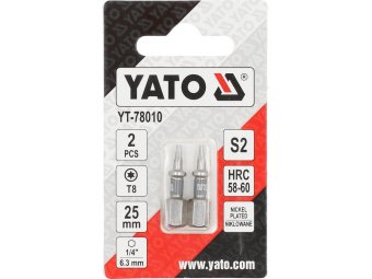 Насадка викруткова YATO TORX T8 х 25мм. HEX 1/4", покрита нікелем, 2шт.[10]