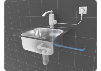 FALA Нагрівач води проточної мереж до 60°С,3кВт,тиск 0,04-0,6MPa, гусак l=20см нижнє під'єднання | 7