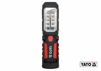 YATO Ліхтар LED на батарейки 3Х АА, 8 + 1 діод , гак + магніт , 3 режими світла  | YT-08513