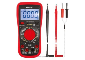 YATO Мультиметр для вимірювання електричних параметр/ YATO з LCD-дисплеєм і провідниковими контактам