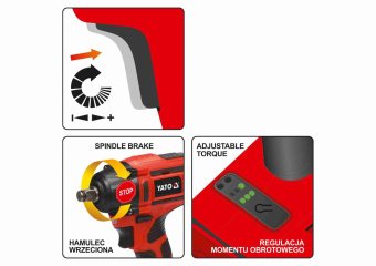 YATO Гайковерт ударний акумуляторний безщітковий YATO: квадрат- 1/2", 250Нм, Li-Ion 18В, 3 Агод +кей