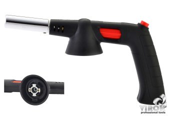 VIROK Пальник газовий з цанговим (швидким) з'єднанням з ручкою, п'єзо запал, керамічне сопло | 44V18