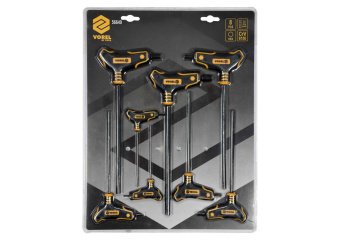 VOREL Набір ключів шестигранних : тип "Т", HEX 2.5-10 мм, L= 100-200 мм, Cr-V 6150, 8 шт  | 56649