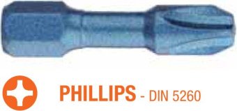 USH Насадка викруткова ударна Blue Shock Phillips PH3 x 30 мм Torsion, Уп. 5 шт. | UUSE0062443